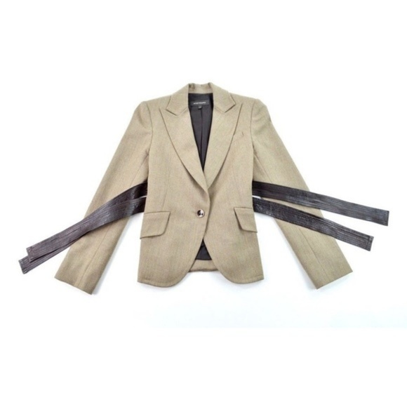 Arthur Mendonca 2 Wool Beige Belted Skirt Suit - Picture 4 of 8